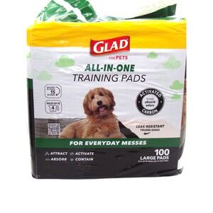 Glad Activated Charcoal Leak-Resistant Training Pads for Dogs, 23in x 23in, 100